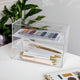 Set of 3 Clear Plastic Stackable Desktop Storage Organizer Trays - 3" x 7.5"