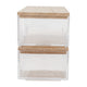 Clear/Light Natural |#| Premium Clear Plastic Storage Bins - Lt Natural Paulownia Wood Lids-2-SM/1-MED