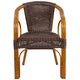 Dark Brown Rattan/Red Bamboo-Aluminum Frame |#| Dark Brown Rattan Restaurant Patio Chair with Red Bamboo-Aluminum Frame