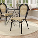 Natural/Black Frame |#| All-Weather Commercial Paris Chair with Black Metal Frame-Natural