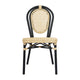 Natural/Black Frame |#| All-Weather Commercial Paris Chair with Black Metal Frame-Natural