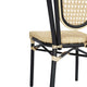 Natural/Black Frame |#| All-Weather Commercial Paris Chair with Black Metal Frame-Natural