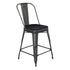 Carly Commercial Grade 24" High Metal Indoor-Outdoor Counter Height Stool with Back and Polystyrene Seat