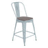 Carly Commercial Grade 24" High Metal Indoor-Outdoor Counter Height Stool with Back and Polystyrene Seat