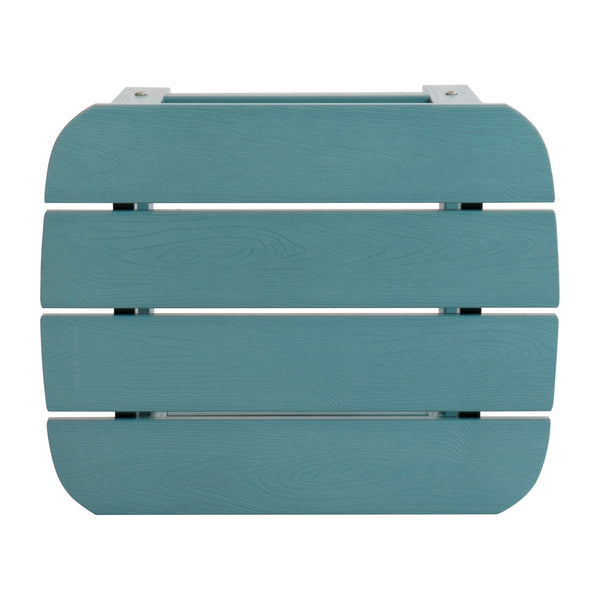 Sea Foam |#| All-Weather Poly Resin Adirondack Side Table in Sea Foam - Patio Table