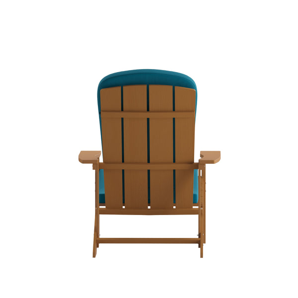 Teak/Teal |#| Indoor/Outdoor Teak Adirondack Chairs with Teal Cushions - Set of 2