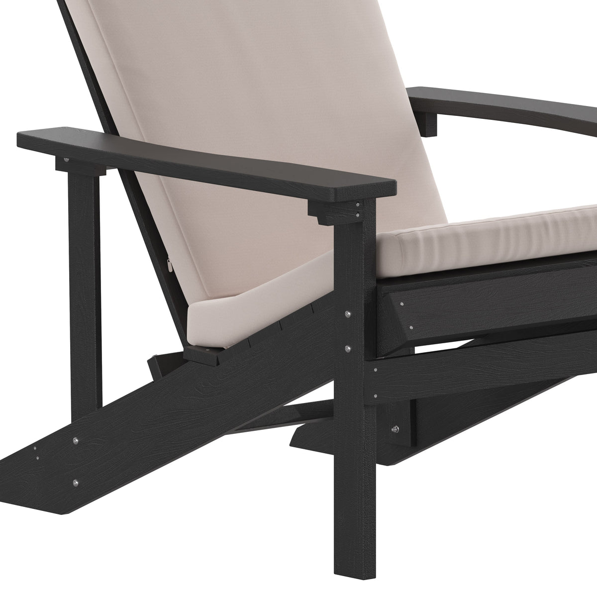 Slate Gray/Cream |#| Indoor/Outdoor Slate Gray Adirondack Chairs with Cream Cushions - Set of 2