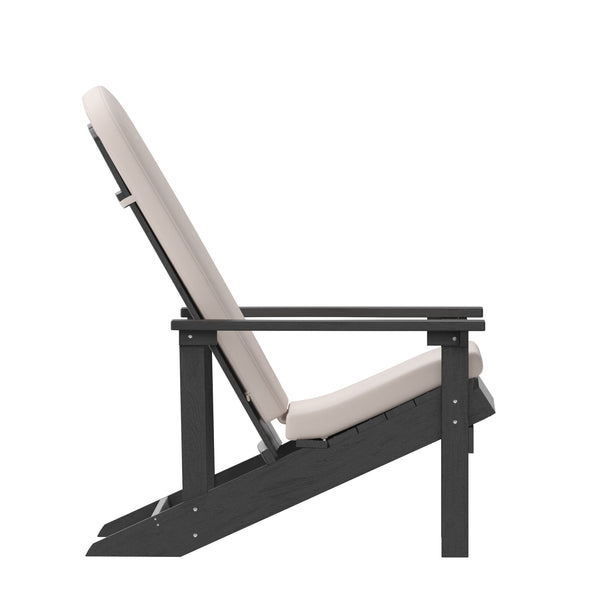 Slate Gray/Cream |#| Indoor/Outdoor Slate Gray Adirondack Chairs with Cream Cushions - Set of 2