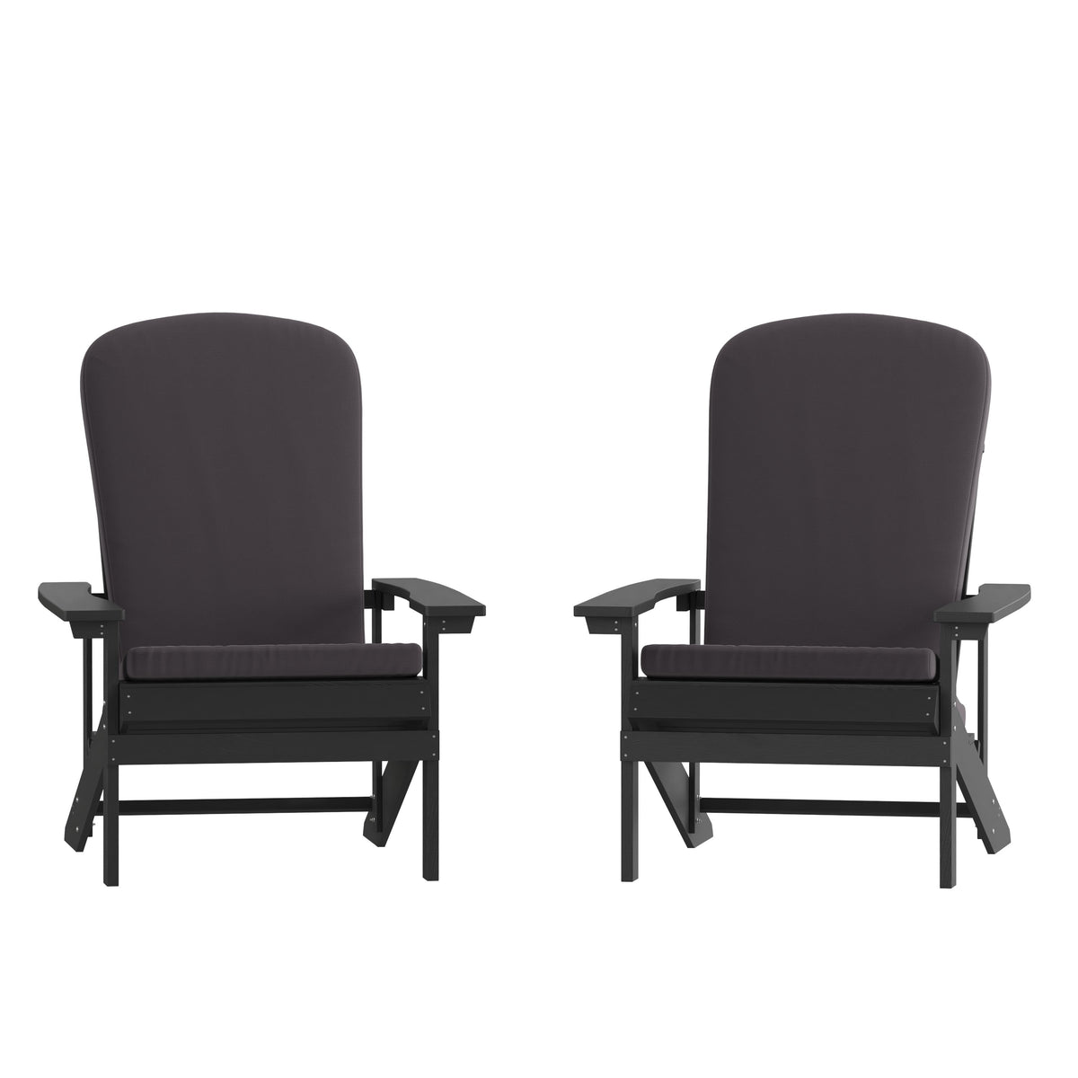 Slate Gray/Gray |#| Indoor/Outdoor Slate Gray Adirondack Chairs with Gray Cushions - Set of 2
