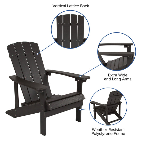 Slate Gray/Gray |#| Indoor/Outdoor Slate Gray Adirondack Chairs with Gray Cushions - Set of 2
