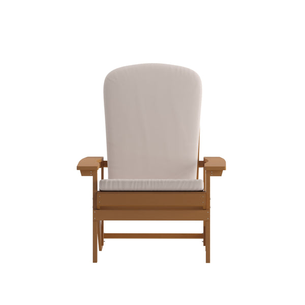 Teak/Cream |#| Indoor/Outdoor Teak Adirondack Chairs with Cream Cushions - Set of 2