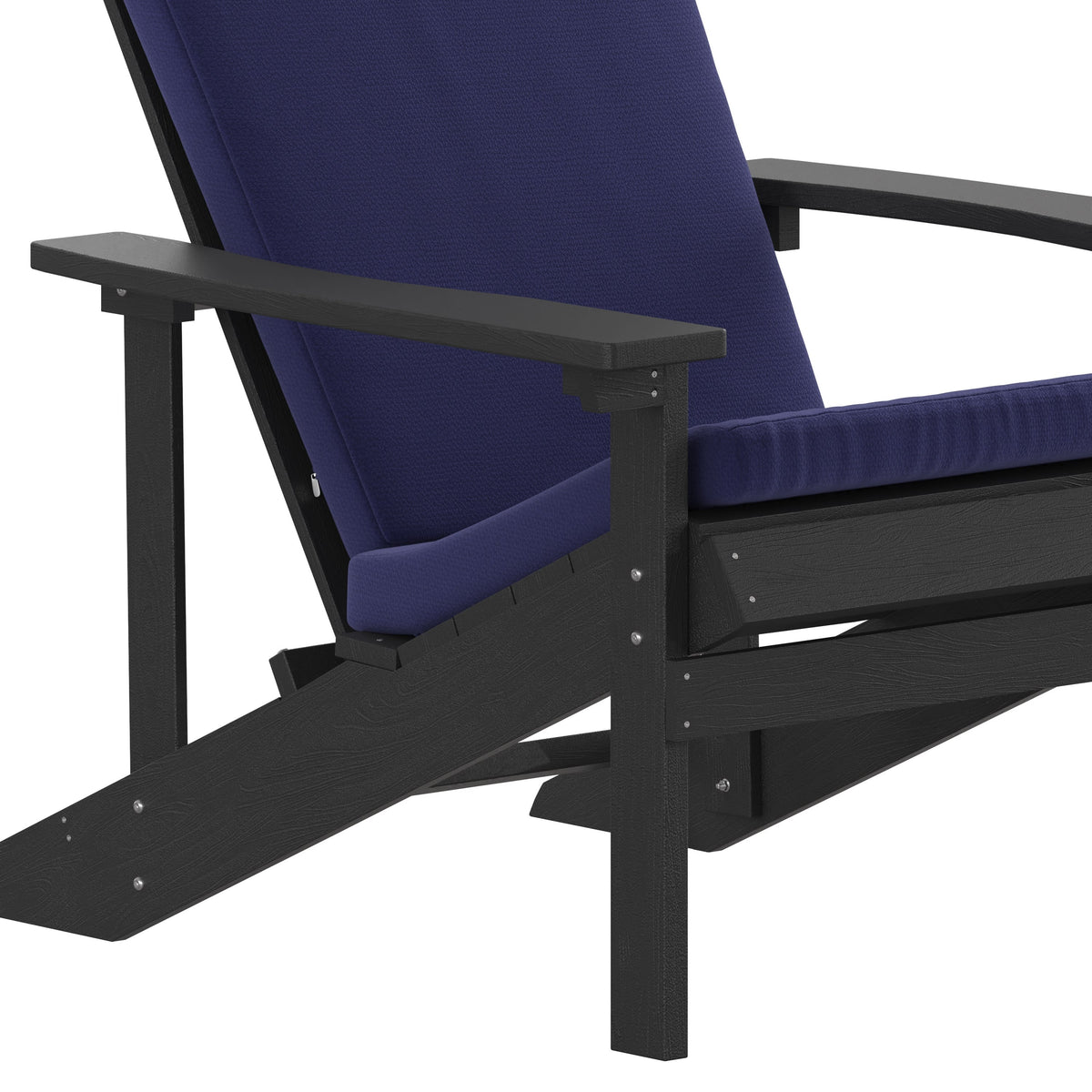 Slate Gray/Blue |#| Indoor/Outdoor Slate Gray Adirondack Chairs with Blue Cushions - Set of 2