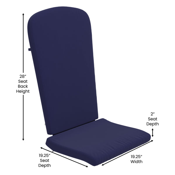 Blue |#| Indoor/Outdoor Blue Adirondack Chairs with Blue Cushions - Set of 2