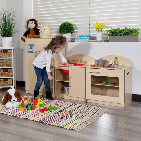 Children's Wooden Kitchen Set-Stove/Sink/Refrigerator for Commercial or Home Use