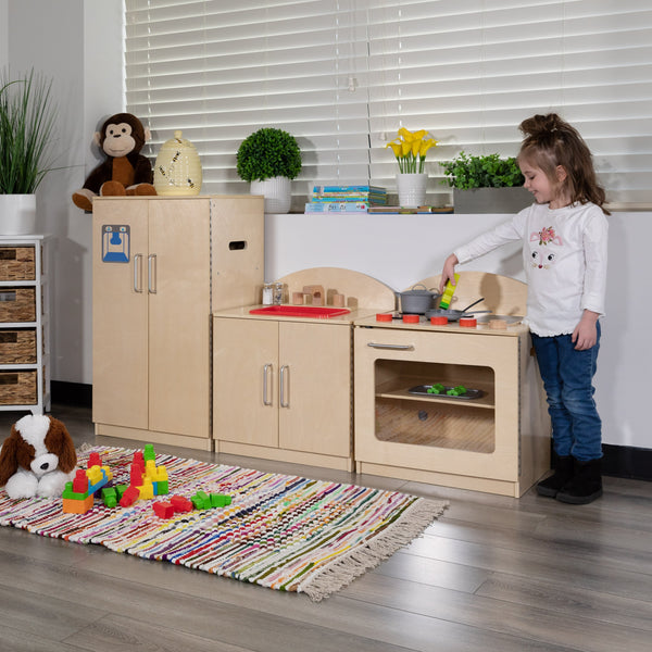 Children's Wooden Kitchen Set-Stove/Sink/Refrigerator for Commercial or Home Use