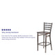 Walnut Wood Seat/Clear Coated Metal Frame |#| Clear Coated Ladder Back Metal Restaurant Barstool - Walnut Wood Seat