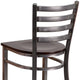 Walnut Wood Seat/Clear Coated Metal Frame |#| Clear Coated Ladder Back Metal Restaurant Barstool - Walnut Wood Seat