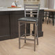Black Vinyl Seat/Clear Coated Metal Frame |#| Clear Coated Ladder Back Metal Restaurant Barstool - Black Vinyl Seat