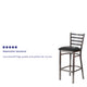 Black Vinyl Seat/Clear Coated Metal Frame |#| Clear Coated Ladder Back Metal Restaurant Barstool - Black Vinyl Seat