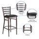 Black Vinyl Seat/Clear Coated Metal Frame |#| Clear Coated Ladder Back Metal Restaurant Barstool - Black Vinyl Seat