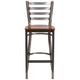 Cherry Wood Seat/Clear Coated Metal Frame |#| Clear Coated Ladder Back Metal Restaurant Barstool - Cherry Wood Seat