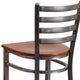 Cherry Wood Seat/Clear Coated Metal Frame |#| Clear Coated Ladder Back Metal Restaurant Barstool - Cherry Wood Seat