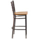Natural Wood Seat/Clear Coated Metal Frame |#| Clear Coated Ladder Back Metal Restaurant Barstool - Natural Wood Seat