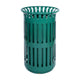 Green |#| Commercial Outdoor Round Slatted Steel 37 Gallon Trash Can with Inner Bin in Grn