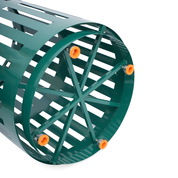 Green |#| Commercial Outdoor Round Slatted Steel 37 Gallon Trash Can with Inner Bin in Grn