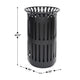 Black |#| Commercial Outdoor Round Slatted Steel 37 Gallon Trash Can with Inner Bin in Blk