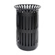 Black |#| Commercial Outdoor Round Slatted Steel 37 Gallon Trash Can with Inner Bin in Blk