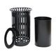 Black |#| Commercial Outdoor Round Slatted Steel 37 Gallon Trash Can with Inner Bin in Blk