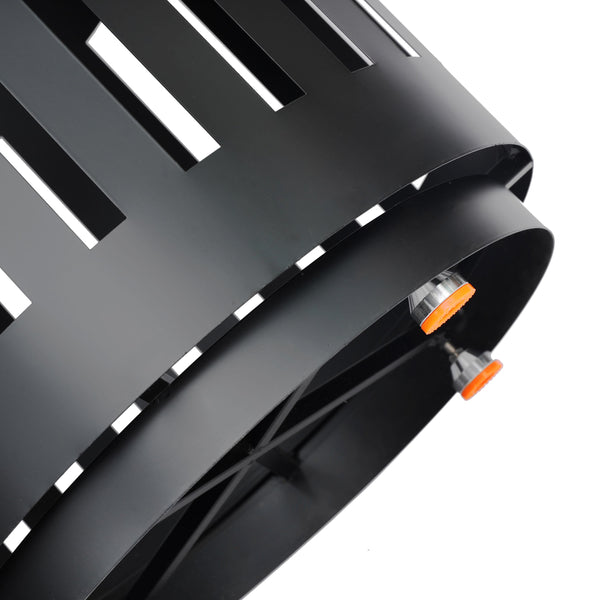 Black |#| Commercial Outdoor Round Slatted Steel 37 Gallon Trash Can with Inner Bin in Blk