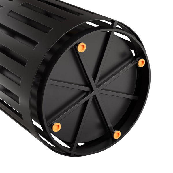 Black |#| Commercial Outdoor Round Slatted Steel 37 Gallon Trash Can with Inner Bin in Blk
