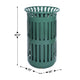 Green |#| Commercial Outdoor Round Slatted Steel 37 Gallon Trash Can with Inner Bin in Grn