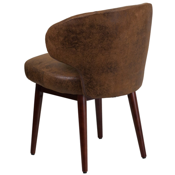 Bomber Jacket Microfiber |#| Bomber Jacket Microfiber Side Reception Chair with Walnut Legs and Curved Back