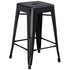 Commercial Grade 24" High Backless Distressed Metal Indoor-Outdoor Counter Height Stool