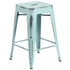 Commercial Grade 24" High Backless Distressed Metal Indoor-Outdoor Counter Height Stool