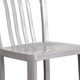 Silver |#| 24inch High Silver Metal Indoor-Outdoor Counter Height Stool w/ Vertical Slat Back