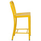 Yellow |#| 24inch High Yellow Metal Indoor-Outdoor Counter Height Stool w/ Vertical Slat Back