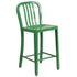 Commercial Grade 24" High Metal Indoor-Outdoor Counter Height Stool with Vertical Slat Back