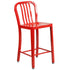 Commercial Grade 24" High Metal Indoor-Outdoor Counter Height Stool with Vertical Slat Back