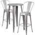 Commercial Grade 24" Round Metal Indoor-Outdoor Bar Table Set with 2 Cafe Stools