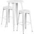 Commercial Grade 24" Round Metal Indoor-Outdoor Bar Table Set with 2 Square Seat Backless Stools