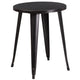 Black-Antique Gold |#| 24inch Round Black-Gold Metal Indoor-Outdoor Table Set w/ 2 Cafe Chairs - Patio Set