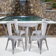 Silver |#| 24inch Round Silver Metal Indoor-Outdoor Table Set with 4 Cafe Chairs