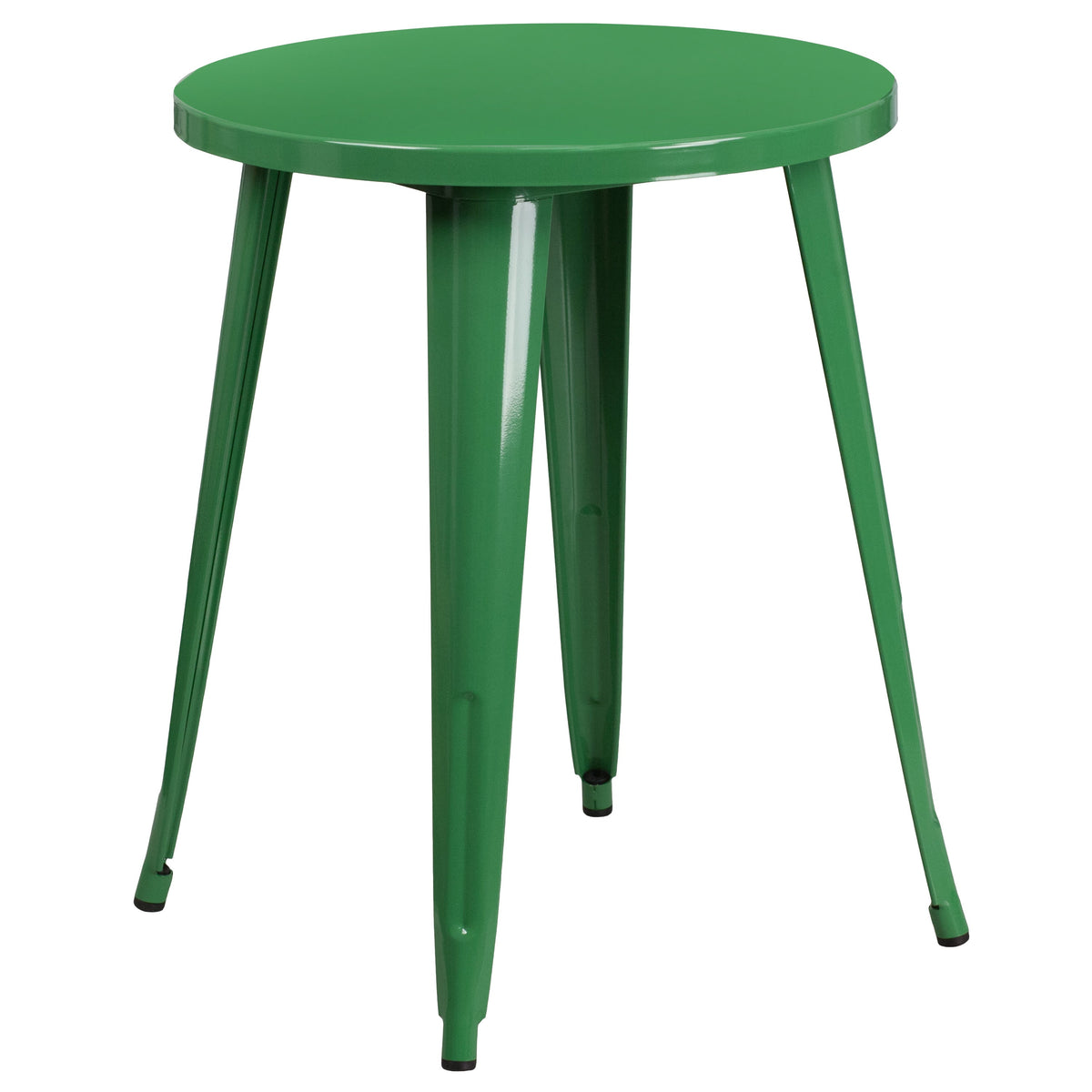 Green |#| 24inch Round Green Metal Indoor-Outdoor Table Set with 4 Cafe Chairs