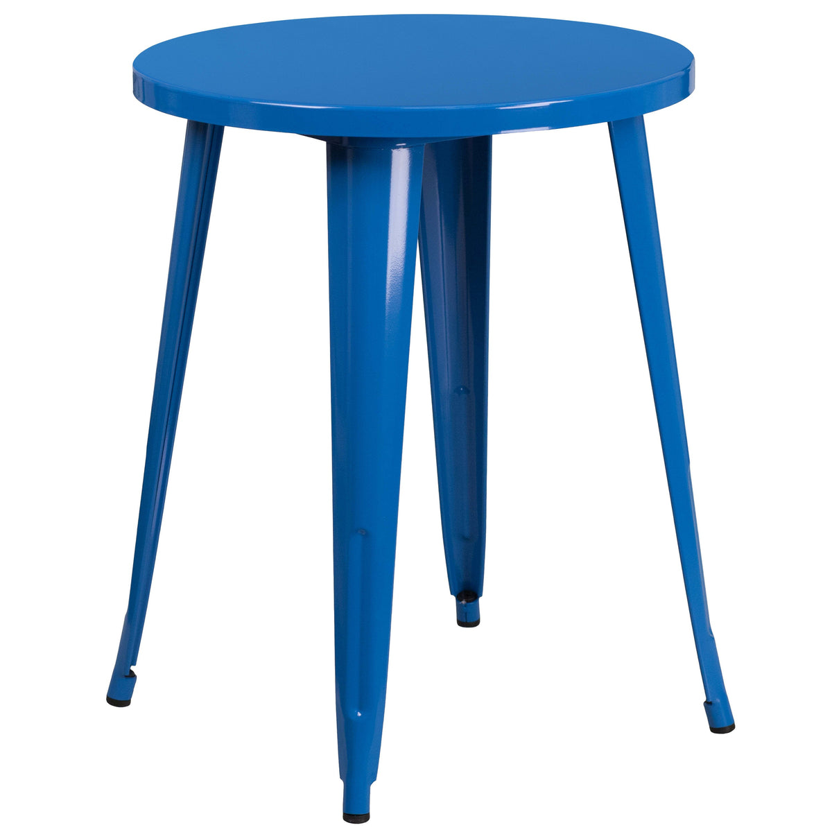 Blue |#| 24inch Round Blue Metal Indoor-Outdoor Table Set with 4 Cafe Chairs