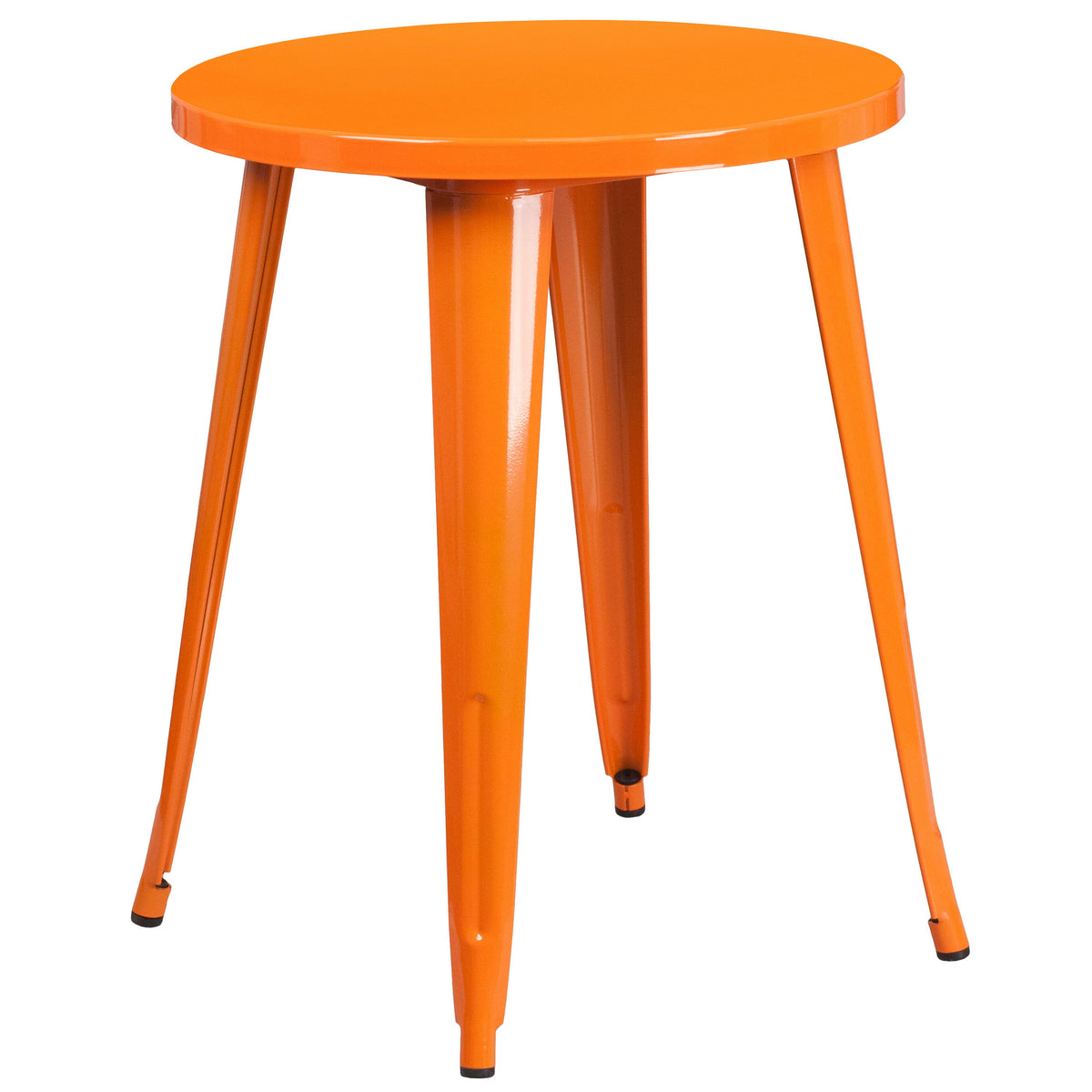 Orange |#| 24inch Round Orange Metal Indoor-Outdoor Table Set with 4 Cafe Chairs