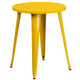 Yellow |#| 24inch Round Yellow Metal Indoor-Outdoor Table Set with 4 Cafe Chairs